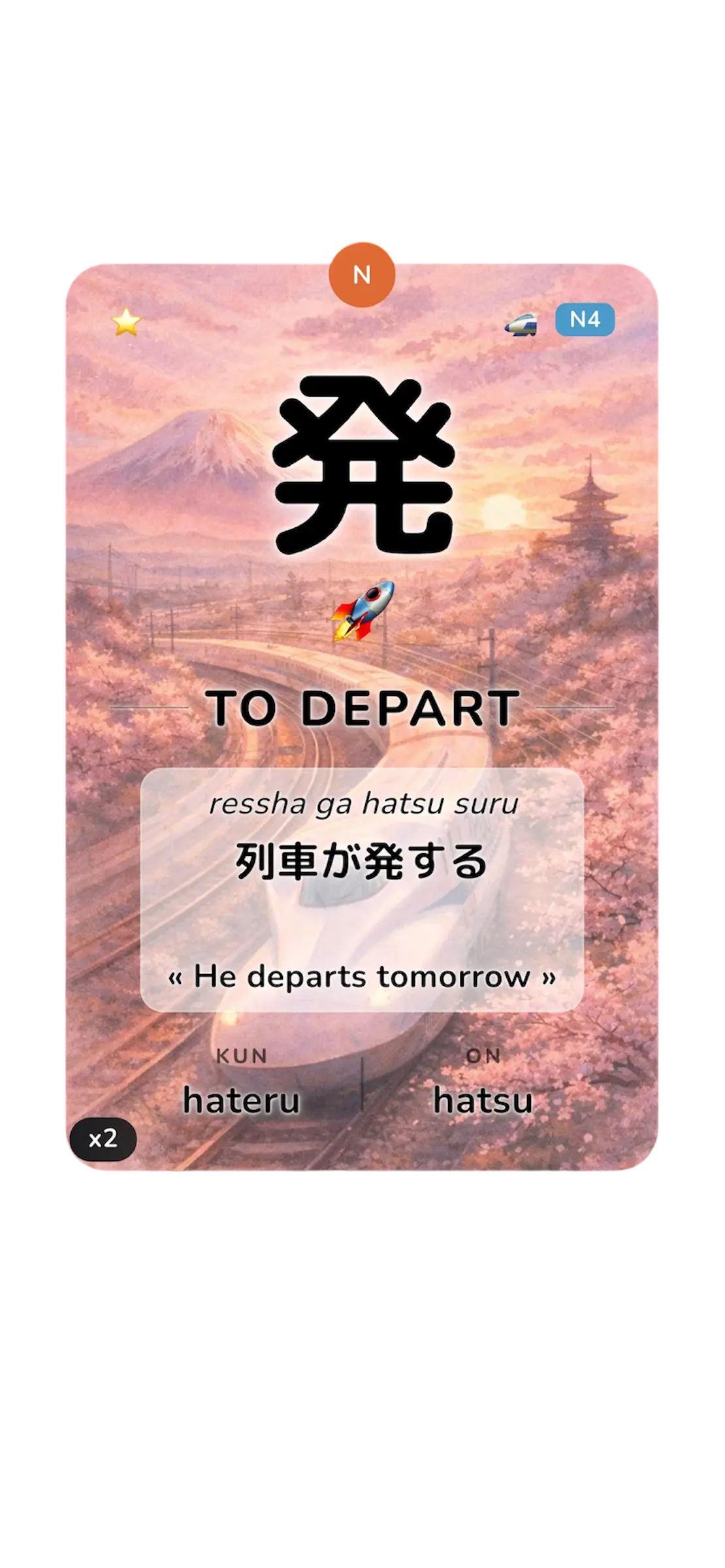 Japanese Kanji Flashcard from Kanjidon App